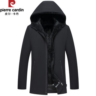 Pierre cardin middle-aged and elderly mink coat men's fur one-piece fur mid-length mink liner pie overcome thickened dad coat black 4xl 195