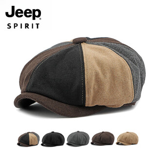 Jeep color-blocking american retro octagonal hat for men in autumn and winter classic woolen beret for women british peaked cap newsboy cap color-blocking one size fits all, elastic style