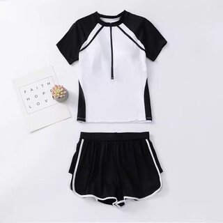 Oimg children's swimsuit girls new two-piece sun protection two-piece set for middle-aged and older students quick-drying dry sports flat black 028 165 s size 55-65jin jin equals 0.5 kg