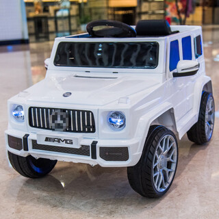 Scholastic children's electric car can sit in a person's remote control car four-wheel six-wheel off-road mercedes-benz big g bao white single drive