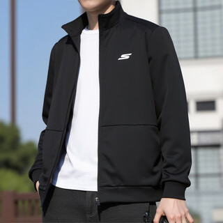 Skechers jacket men's loose, comfortable, breathable sports casual wear knitted stand collar jacket xl