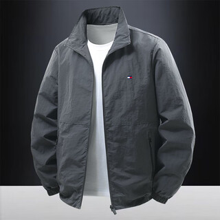 Tommybull american tommy tommy stand collar work jacket men's autumn and winter new fashion versatile thickened warm jacket 2502-dark gray (thin) xl 130-145jin jin is equal to 0.5 kg