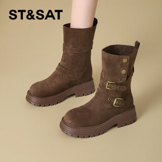 Saturday maillard short boots women's 2025 new autumn and winter thick sole increased knight western retro cowboy boots martin boots