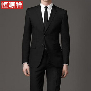 Hengyuanxiang suit suit men's jacket business casual formal wear groomsmen's wear groom wedding professional sales small suit single dress 2 buttons pure black - single suit top m 165 size suitable for 90-100 jin jin is equal to 0.5 kg