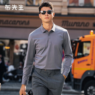 Mr. bu autumn mercerized cotton long-sleeved t-shirt men's business casual top t-shirt moonstone gray l (175)