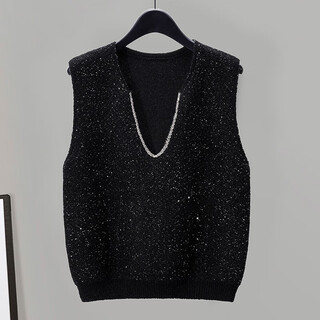 She wears slimming knitted vest for women 2025 autumn new style temperament v-neck pullover vest