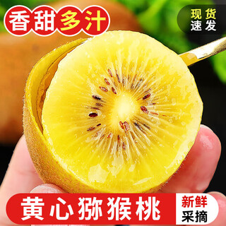 Jingdian guangnian pujiang red heart kiwi, kiwi golden fruit, seasonal fruits, fresh fruits, yellow heart kiwi, super large fruit 10 pieces (100-130g)
