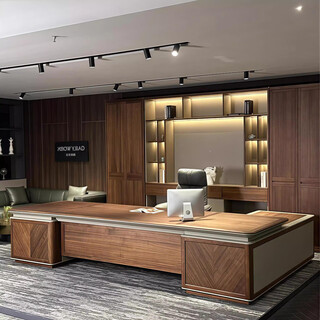 Aesthetic new chinese style north american black walnut desk boss desk simple modern solid wood executive desk president desk and chair combination size customization (contact customer service)