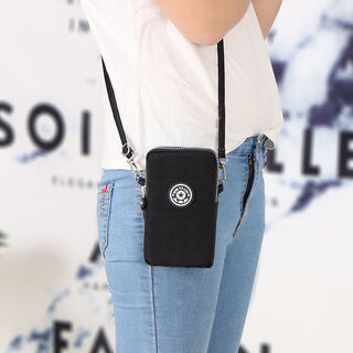 Small bag mini running arm bag mobile phone bag women's crossbody wrist bag hanging bag ultra-thin middle-aged mother and the elderly black-2 layers