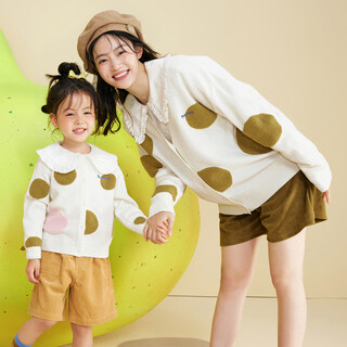 迷你巴拉（minibala）迷你巴拉巴拉【mini亲子×幾米联名】母女装开衫毛衣宝宝针织衫 白绿色调00414 105