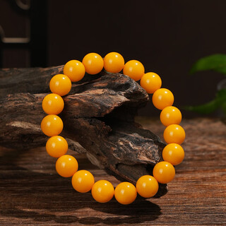 Hongchen liuxi natural authentic russian beeswax round beads ring bracelet amber chicken oil yellow men and women same style toy bracelet with certificate 10mm beeswax bracelet