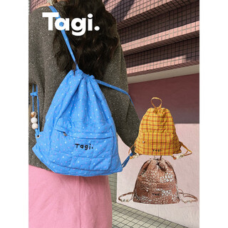 Tagi.tanghulu<i>pearl beaded drawstring large capacity backpack ultra-light holiday gift-citrus cookies