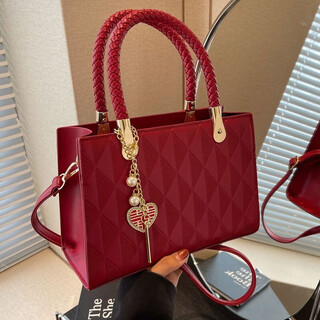 Magic shark red wedding bag large capacity hand-held women's bag daily bride mother's fashion bag happy mother-in-law wedding bag bridal bag triangular