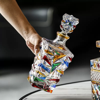 Yusen yifen european luxury wine bottle household utensils crystal glass bottle foreign wine hand-painted set cup decanter whiskey decanter single glacier wine bottle 1ml single glacier wine bottle