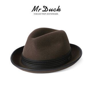 Mr duck25 new winter product, australian superfine wool hat, men's high-end foldable british jazz hat, sheepskin hat strap, retro brown coffee (100% wool)-mw56261 s (suitable for 52-55cm head circumference, small head circumference)