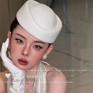 Jiyu retro baroque white beret french hepburn style dress hat exquisite fashion top hat new accessories white retro baroque top hat