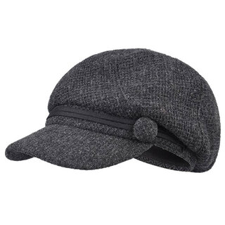 Kenmont beret women's autumn and winter versatile peaked cap korean style sweet and cute octagonal hat british woolen hat dark gray m adjustable (57.5c)