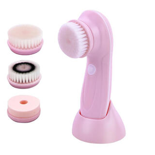 New household silicone facial cleansing instrument facial cleansing instrument artifact electric facial deep pore cleaning female facial cleansing instrument three-in-one pink basic model
