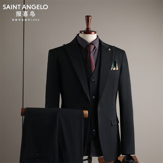 Angel bird suit men's slim-fitting korean professional suit suit men's business formal wear high-quality groom's wedding clothing black (suit+vest+trousers) s 46