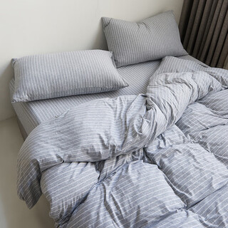 He jiagong tianzhu cotton quilt cover single piece pure cotton 1.5x2mx2.3 single 200x230cm220x240 quilt cover 180x200 hemp gray thin strips baby quilt cover single piece 120cm*150cm
