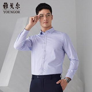 Youngor plaid dp non-iron long-sleeved shirt spring men's business casual cotton shirt 119868f