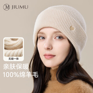 Jiumu pure wool hat women's autumn and winter warm woolen hat women's knitted hat winter ear protection cold hat winter hat
