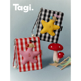 Tagi.<tapi star>passport holder imagine beach plaid card holder id bag coin purse new year gift-berry star