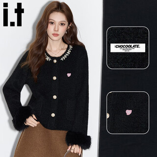 Chocoolate it women's trendy brand black temperament small fragrance jacket for women 2025 autumn and winter high-end short sweater cardigan for women black one size