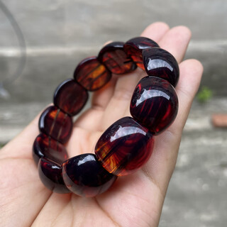 Yuze natural amber polish blood amber hand row beeswax bracelet old type beads flat beads men and women gift box gift box