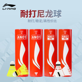李宁尼龙球耐打羽毛球稳定塑料球儿童家用专业训练球室外防风 AN01PRO AN01 PRO白色/6只装 1桶 1筒