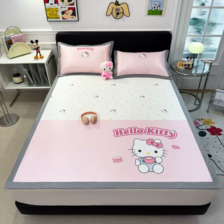 Yusenyi genuine ice silk mat summer cool feeling air-conditioned mat set skin-friendly breathable washable kitty's afternoon tea (single ice silk mat) 90cmx200cm