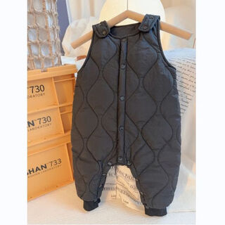 G.duckkids infants and young children autumn and winter down overalls one-piece baby thickened winter children's warm outer wear girls' crotch cotton pants black 110