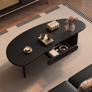 Svago second-hand solid wood coffee table living room household small apartment coffee table balcony tea table minimalist creative tea table 2025 new style 100cm with drawer black imported rubber wood