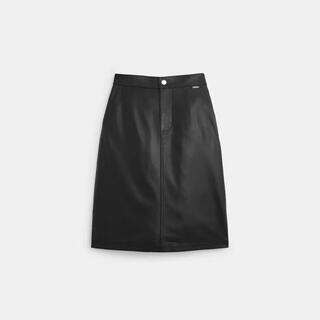 Coach women's skirt slim fit leather high waist commuting work skirt simple black one size | s