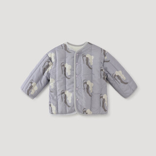 Bali piglet children's cotton clothes autumn and winter boys' thickened warm bottoming cotton jackets girls' padded liner clothes baby jackets purple wheat wave 90