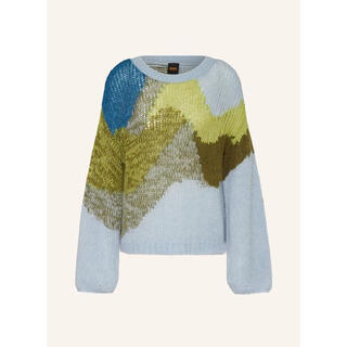 Boss women's sweater, warm and breathable, thick needle, loose, simple, daily knitting for autumn and winter, blue/ green, one size fits all | xs