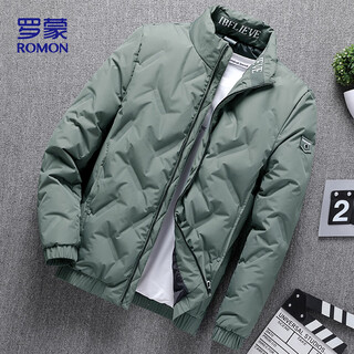 Romon down jacket men's winter commuting casual coldproof warmth versatile outdoor top jacket men's yr18 green xl