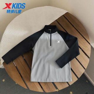 Xtep children's clothing children's sports sweatshirt girls' skin-friendly and comfortable small, medium and large children's versatile long-sleeved mid-collar sweater cool gray 100