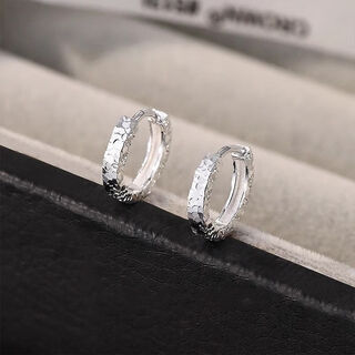 Ykincasl old phoenix sterling silver 9999 romantic flashing crushed ice small earrings light luxury style white ear buckle women's design sterling silver crushed ice earrings (pair) lao fengxiang same style gift box