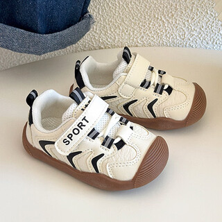 Ginoble's new spring and autumn baby shoes for boys and girls from 0 to 1-3 years old, toddler shoes for boys and girls, soft-soled autumn children's shoes, black, cut label, removed from cabinet, 14.5 cm, inner length, size 23