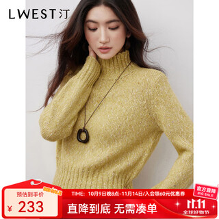 L.west soft and waxy pullover women's 2025 winter new high-neck design slim floral yarn sweater yellow m 100-110jin jin equals 0.5 kg