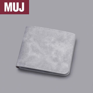 Muji com japan unprinted imported muj card holder wallet all-in-one men's short wallet soft leather wallet lightweight and simple 2025 short gray white 7 card slots can hold driver's license