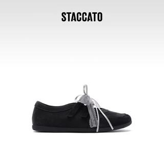 思加图（STACCATO）思加图秋季新款儿童皮鞋女童公主蝴蝶系带软底透气单鞋黑色演出鞋