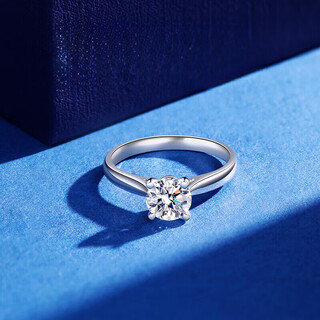 Pt950 platinum classic four-claw one-carat diamond ring. proposal, wedding, birthday, chinese valentine's day gift for girlfriend, 50 points moissanite/d color/vvs-light luxury style