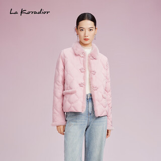 拉珂蒂（La Koradior）【商场同款】LaKoradior拉珂蒂秋冬新款新中式奢雅提花羽绒外套 淡红色 S
