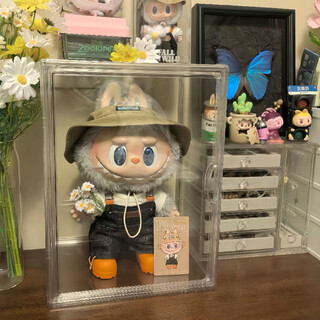 Manle rabbit labubu display box acrylic big spring field big summer doll put labubu doll blind box storage box extra large storage box magnetic door opening 45*33*33