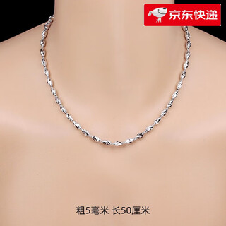 Fat donglai's same style men's platinum necklace silver men's couple chain platinum-plated olive beads buddha 5 mm thick and about 55 cm long