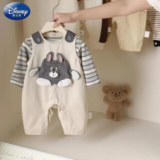 Disney baby autumn set infant overalls jumpsuit cartoon super cute outing clothes baby spring and autumn two-piece set trendy cartoon suit 66cm 66