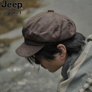 Jeep spirit japanese retro literary versatile octagonal hat men's internet celebrity thin british newsboy hat beret painter hat trendy hat brown m (56-58cm)