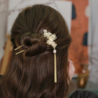 Xiang wan hairpin new chinese style butterfly tassel hairpin chinese style cool feeling exquisite retro updo hair accessories women gold